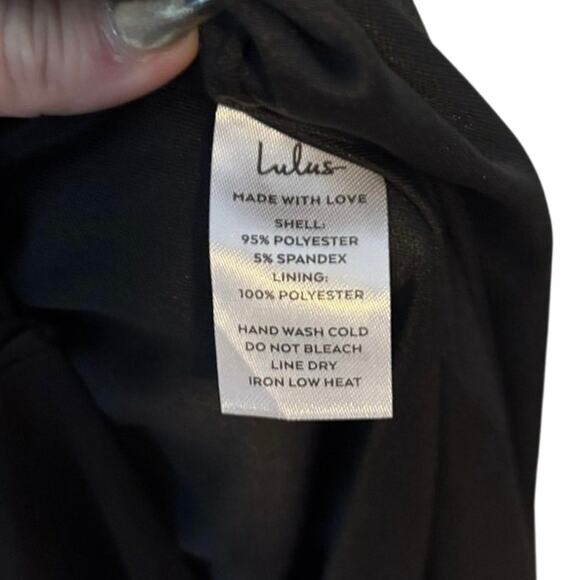 Lulus Black Satin Wrap Maxi Dress S Formal Gown High Slit NWOT - Picture 8 of 8